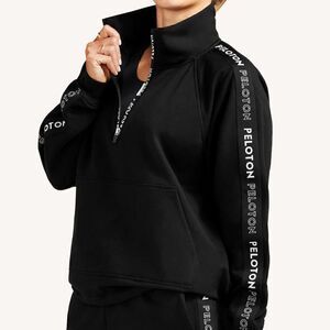 EEUC Women's Peloton Black & White Mock Neck Half Zip Pullover Sweatshirt MEDIUM